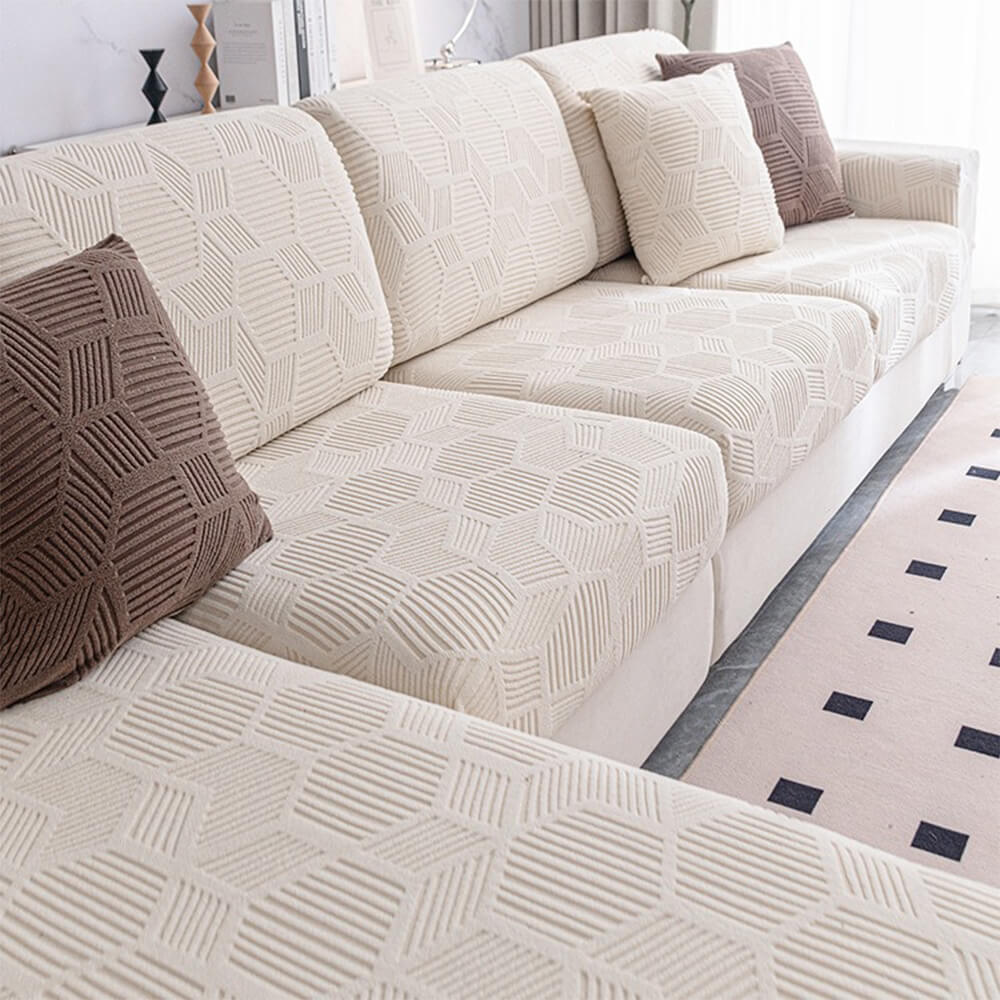 Rye | Honeycomb Jacquard Stretch Sectional Couch Cover - image 9
