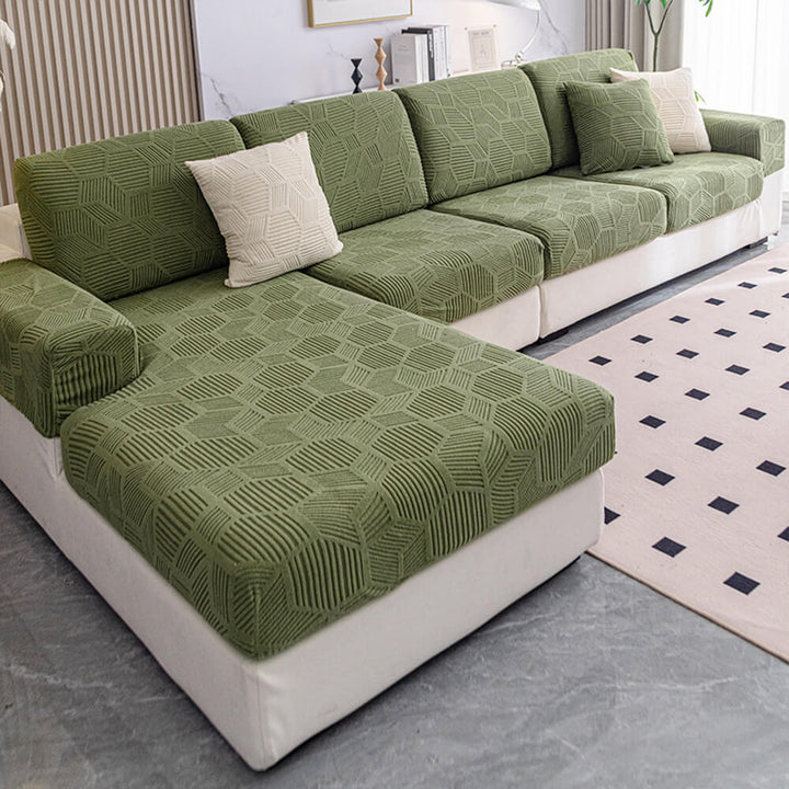 Rye | Honeycomb Jacquard Stretch Sectional Couch Cover - image 8