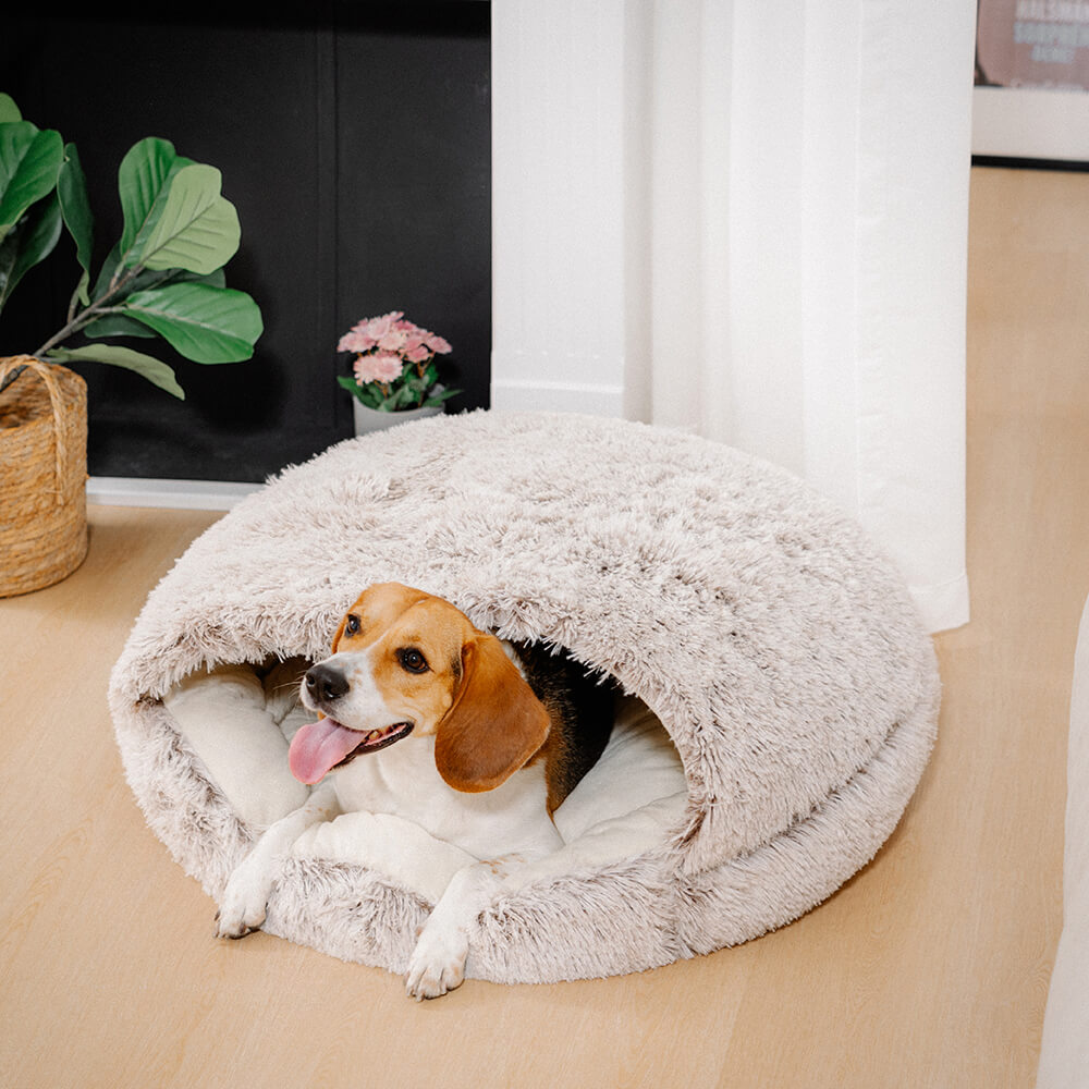 Shoreham | Plush Semi-Enclosed Pet Nest Bed with Hood - image 5