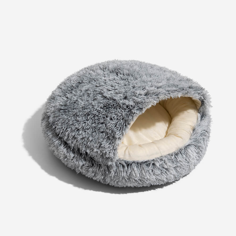 Shoreham | Plush Semi-Enclosed Pet Nest Bed with Hood - image 8