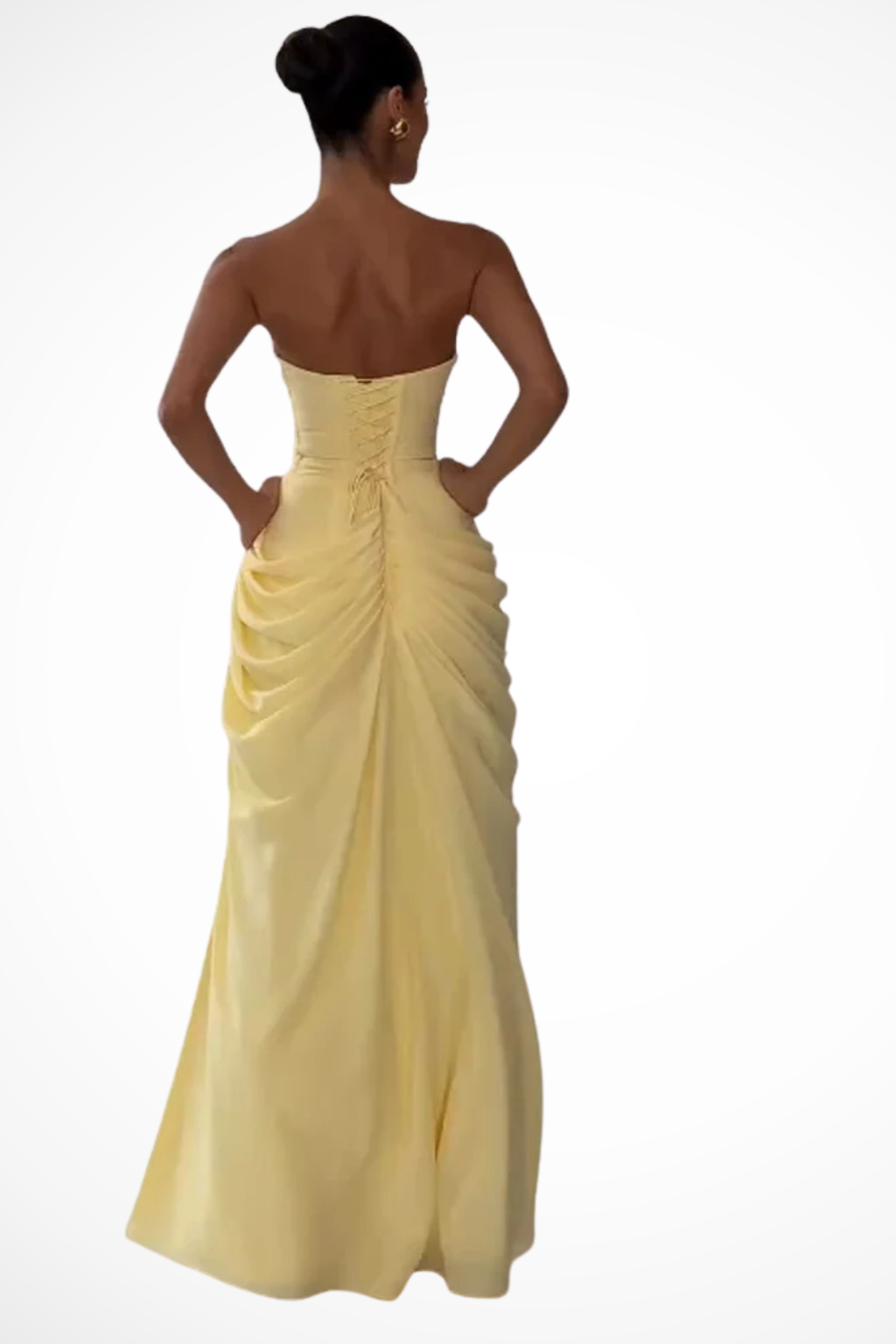 Celia | Women's Strapless Ruched Slit Summer Occasion Maxi Dress