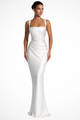 Coralie | Women's Square Neck Ruched Satin Maxi Wedding Guest Dress