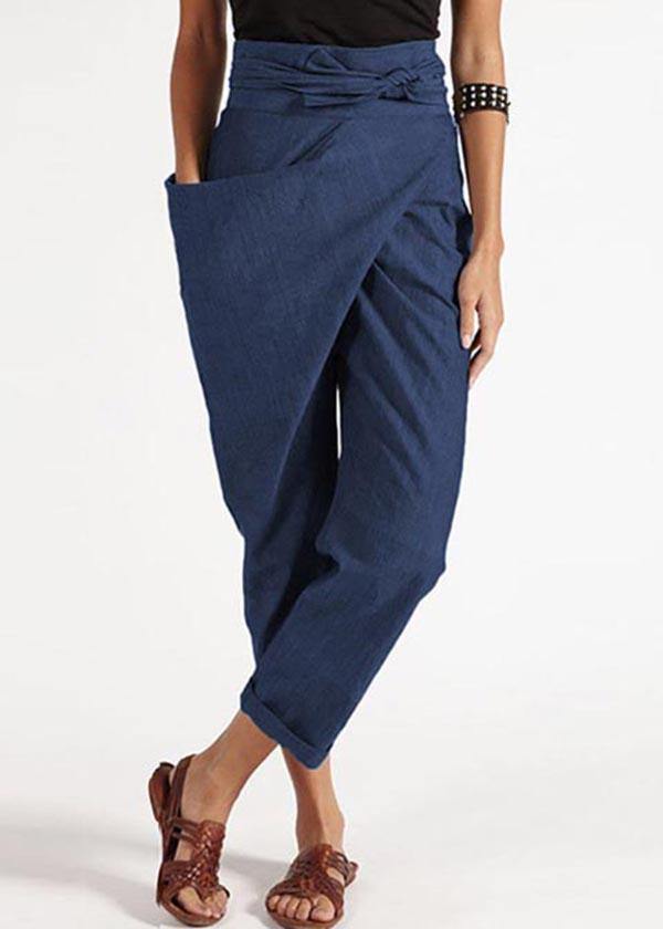 Matilda | Women's Asymmetric Wrap High Waist Cotton Harem Pants