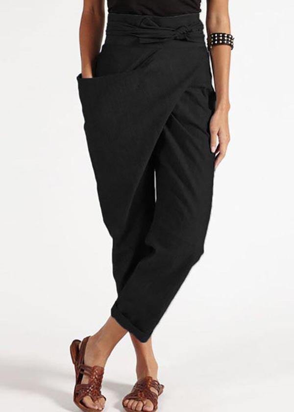 Matilda | Women's Asymmetric Wrap High Waist Cotton Harem Pants