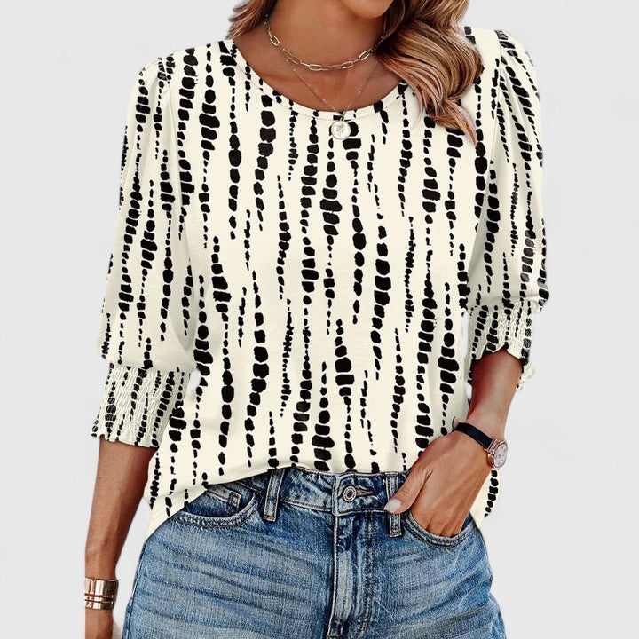 Romilly | Women's Relaxed Smocked Cuff 3/4 Sleeve Top