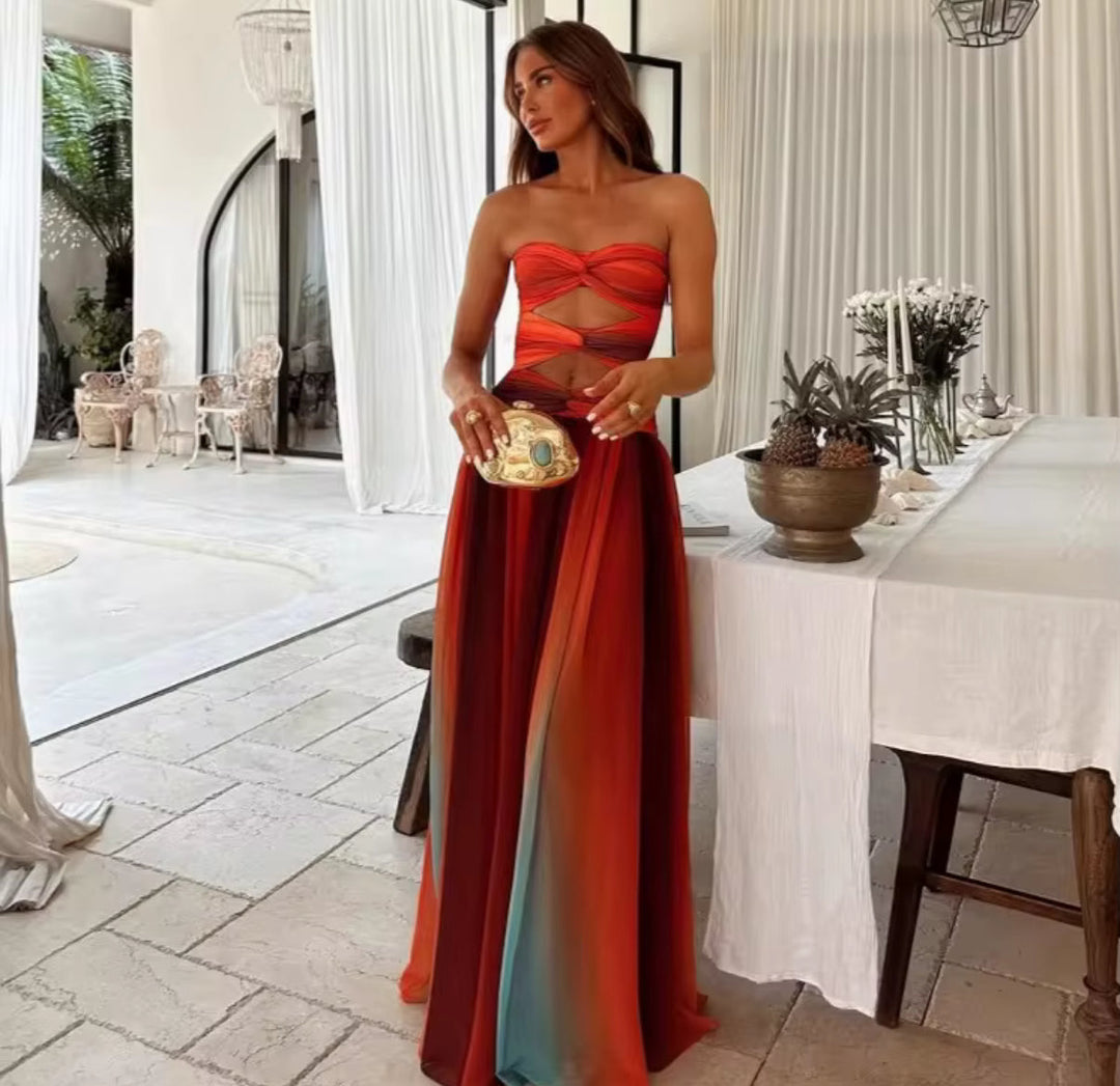 Alma | Women's Strapless Ombre Maxi Evening Dress