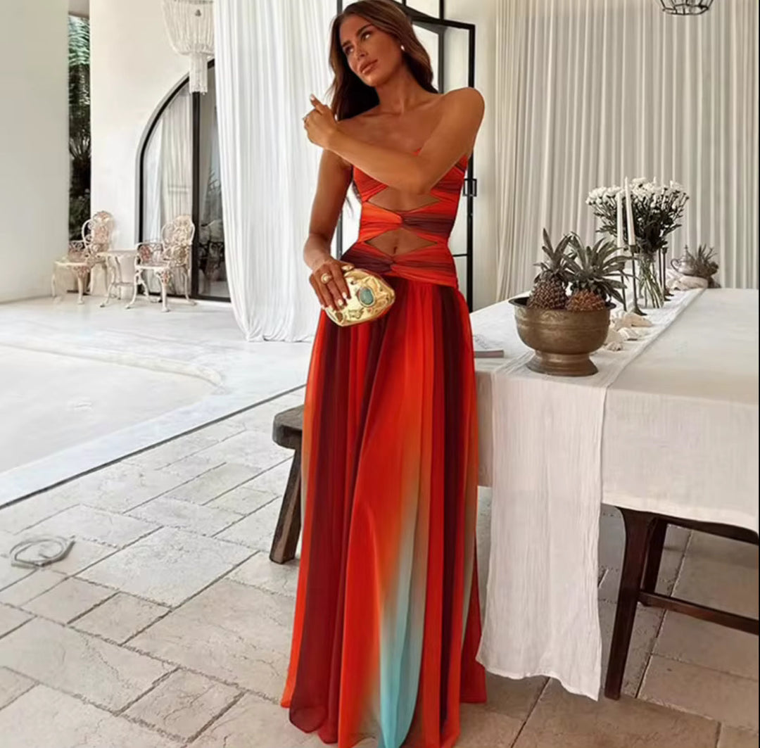 Alma | Women's Strapless Ombre Maxi Evening Dress