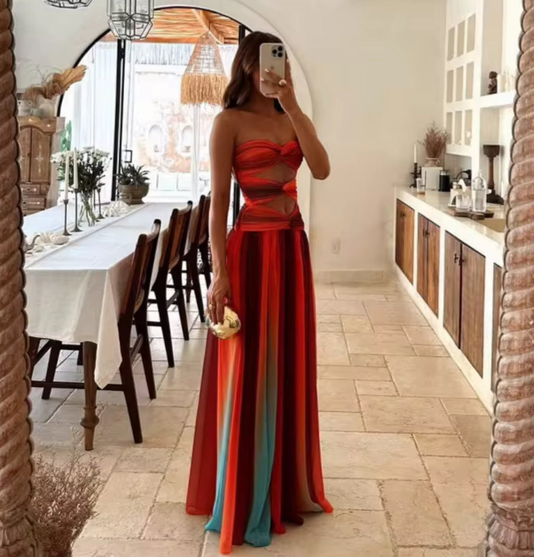 Alma | Women's Strapless Ombre Maxi Evening Dress