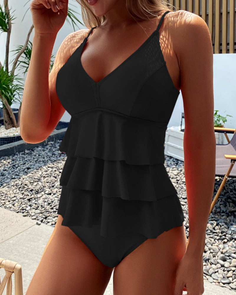 Joceline | Women's Ruffled Tankini Set with V-Neck - image 2