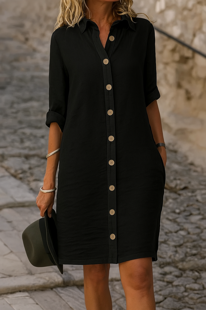 Bonifacia | Women's Button-Front Shirt Dress with Rolled Sleeves - image 1