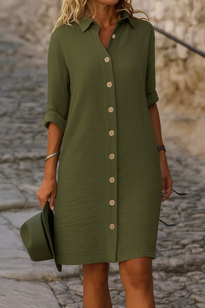 Bonifacia | Women's Button-Front Shirt Dress with Rolled Sleeves - image 2