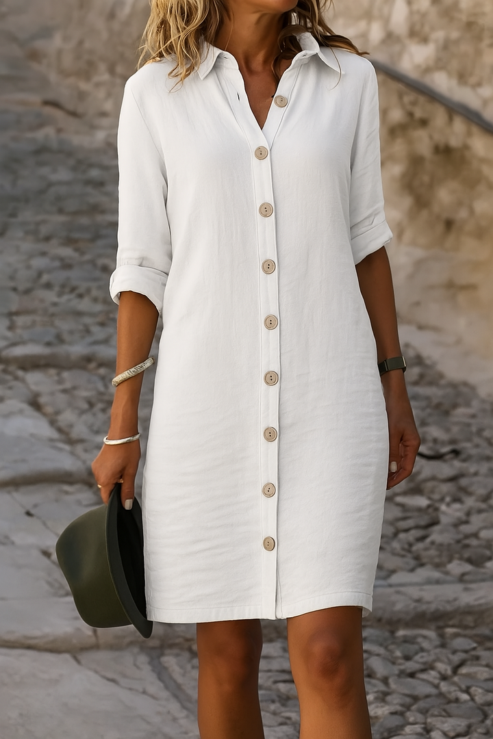 Bonifacia | Women's Button-Front Shirt Dress with Rolled Sleeves - image 5
