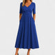Geraldina | Women's Wrap V-Neck Midi Dress with Half Sleeves and Pockets - image 2