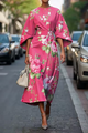 Florentina | Women's Cocktail Floral Midi Dress with Round Neck and Short Sleeves - image 3