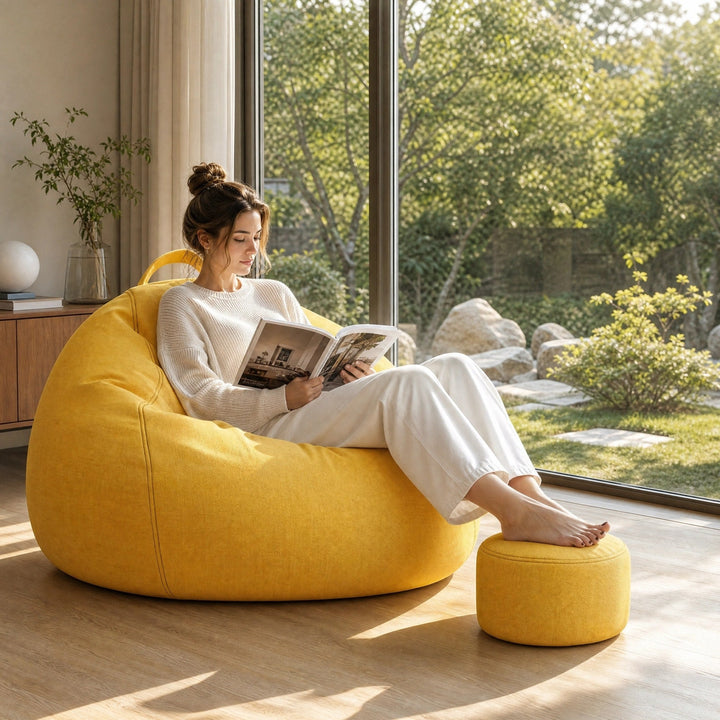 Ute | Large Bean Bag Sofa Chair, Linen Lounge Seat for Living Room & Bedroom - image 3