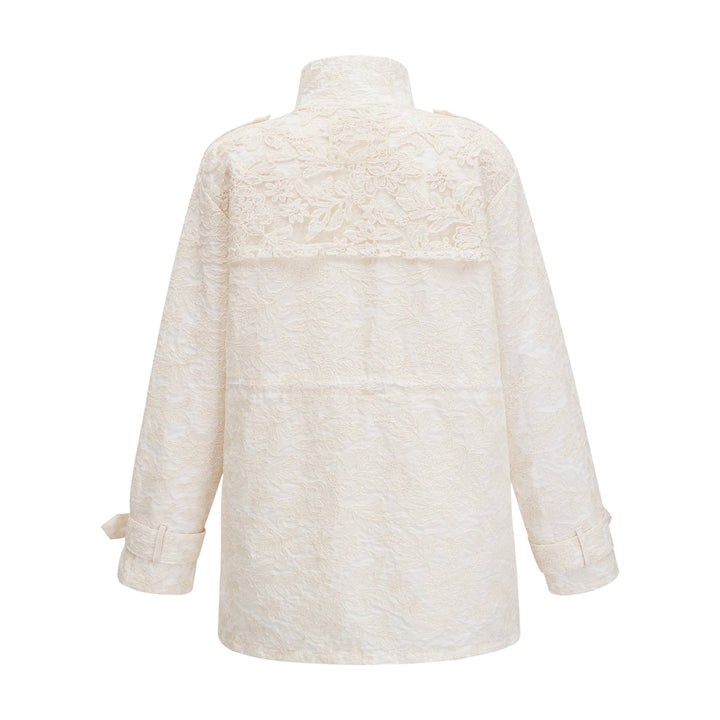 Xanthe | Women's Ivory Turtleneck Floral Jacket & Shorts Set