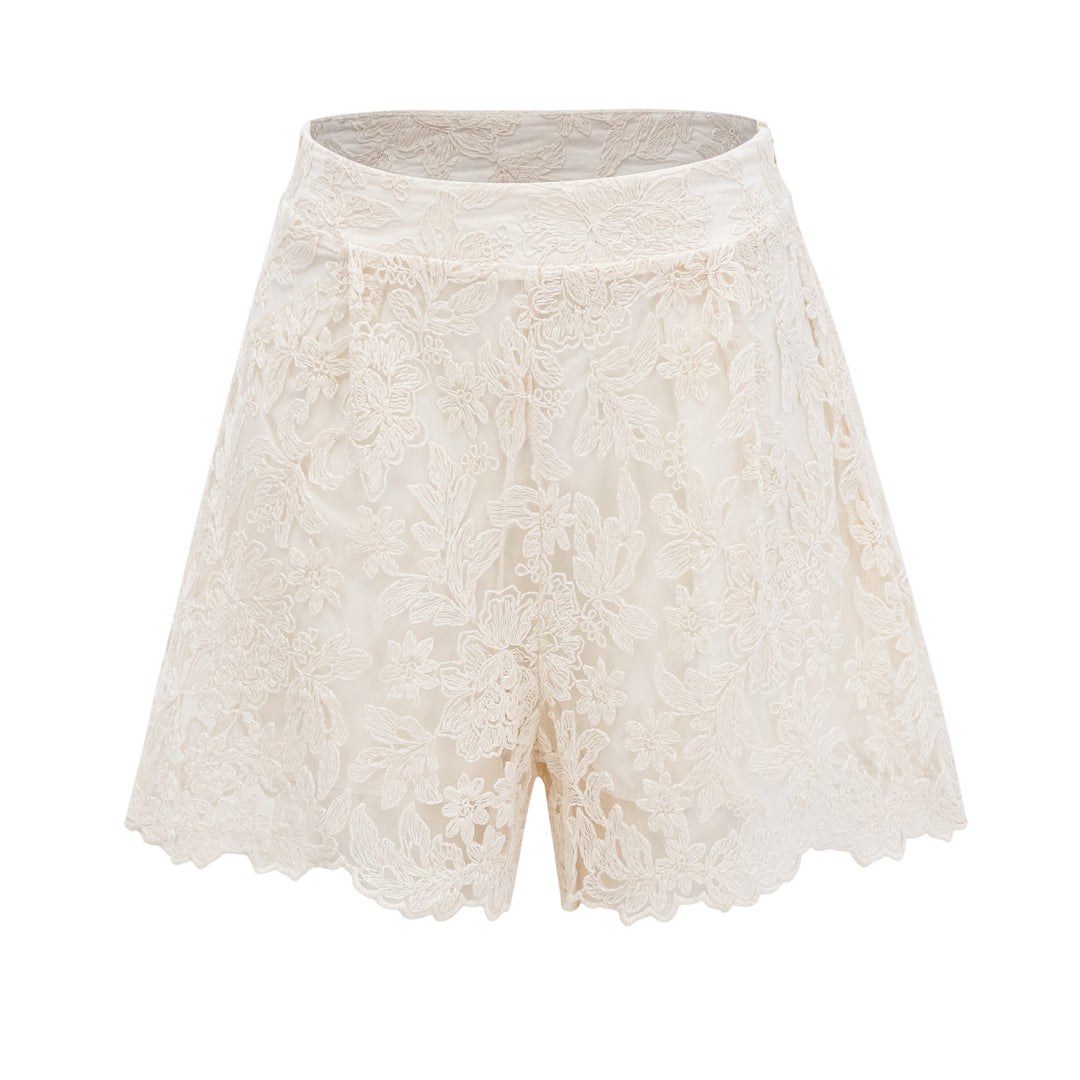 Xanthe | Women's Ivory Turtleneck Floral Jacket & Shorts Set