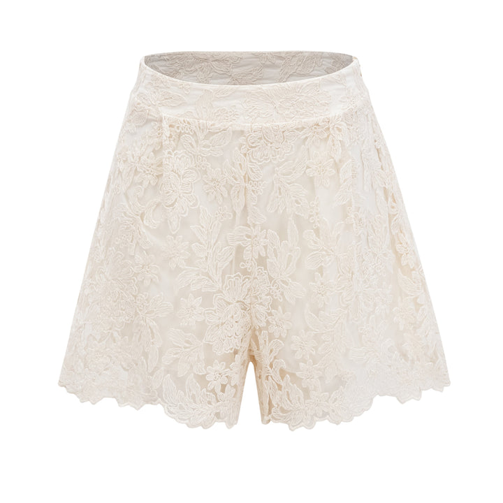 Xanthe | Women's Ivory Turtleneck Floral Jacket & Shorts Set