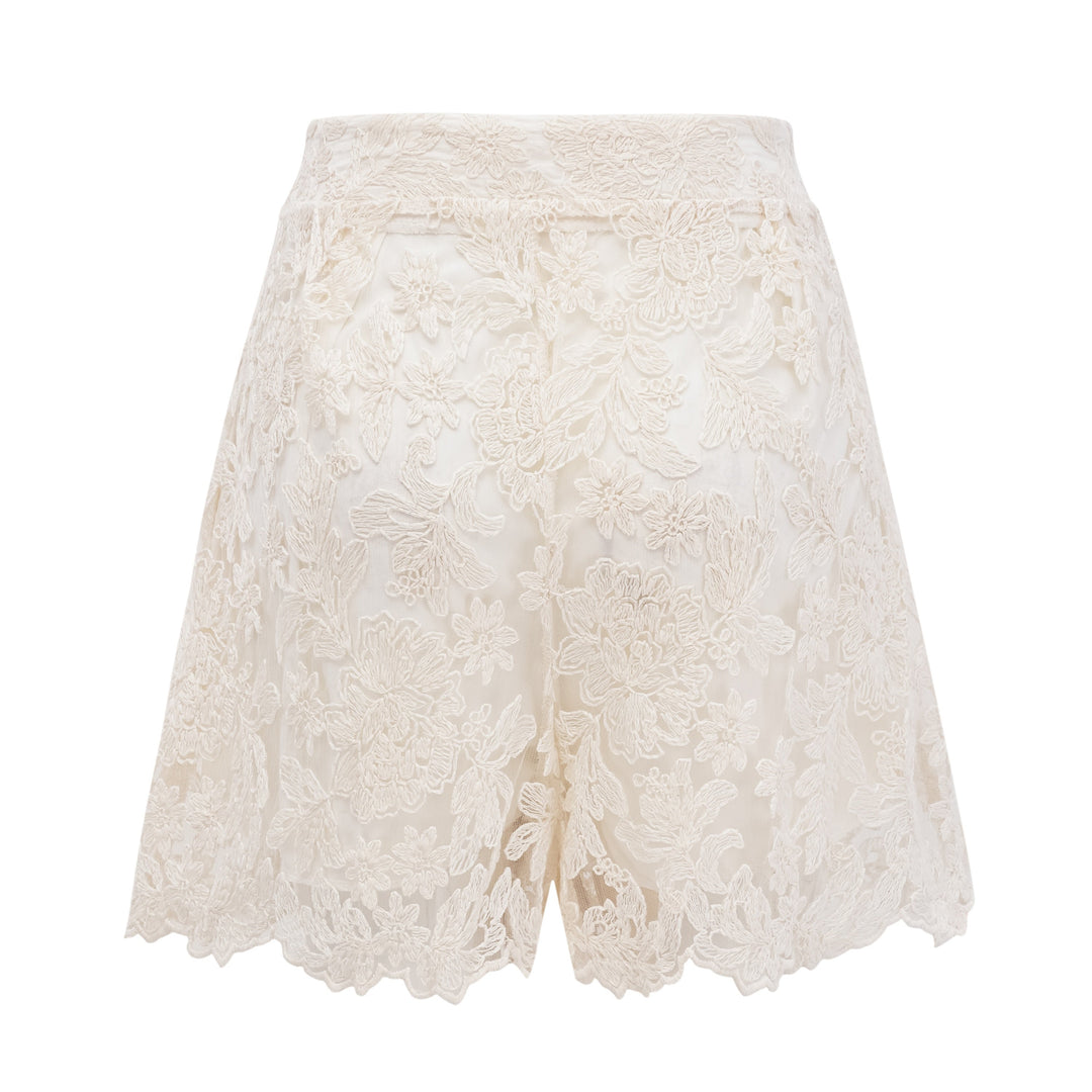 Xanthe | Women's Ivory Turtleneck Floral Jacket & Shorts Set