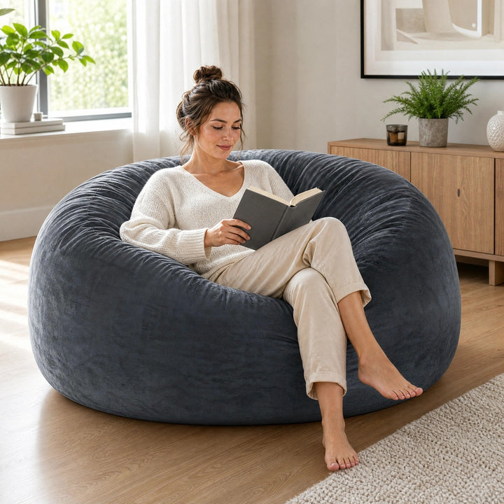 Wiebke | Memory Foam Bean Bag Chair, Soft Microfiber Lounge Chair for Adults & Kids - image 2