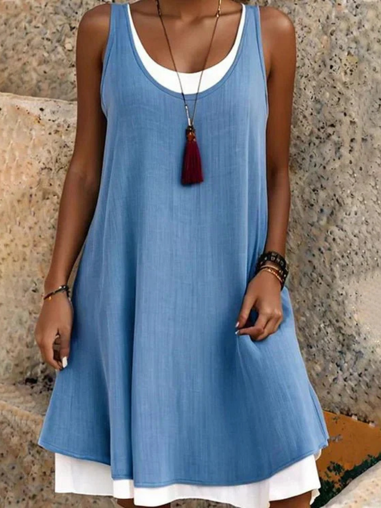 Federica a-line midi dress, scoop neck, sleeveless