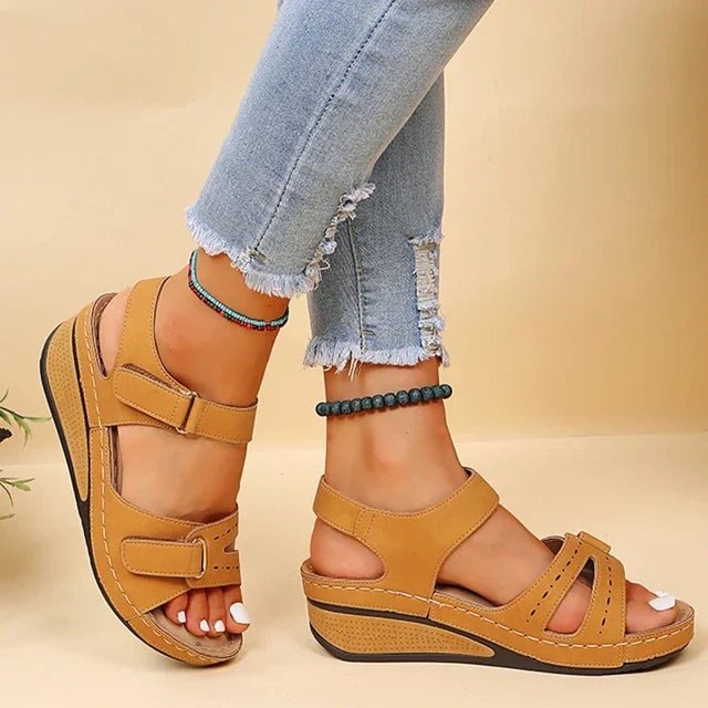 Romy | Women's Open-Toe Orthopedic Sandals with Wedge Heel and Gel Sole