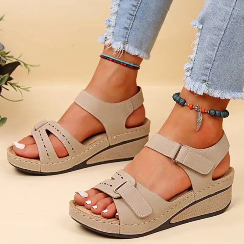 Romy | Women's Open-Toe Orthopedic Sandals with Wedge Heel and Gel Sole