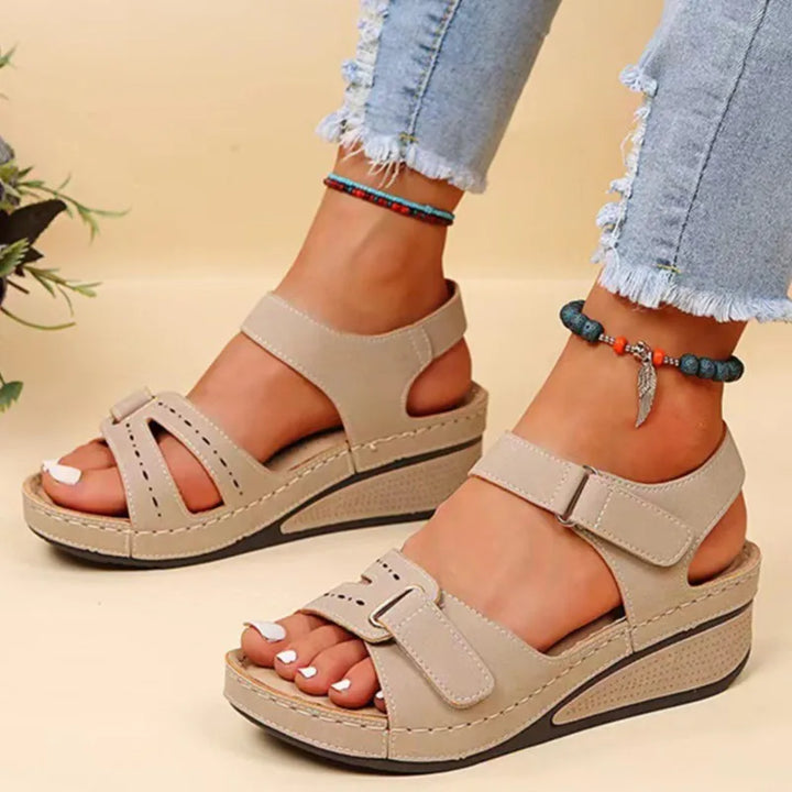 Romy | Women's Open-Toe Orthopedic Sandals with Wedge Heel and Gel Sole
