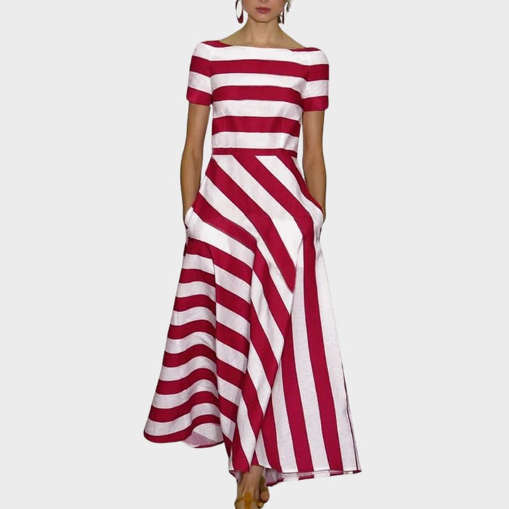Elisabetta | Women's Striped Boat Neck Maxi Dress with Pockets - image 1