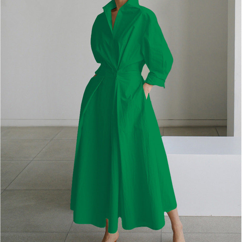 Alora | Women's Elegant Front Wrap Collared Maxi Dress