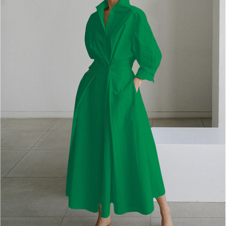 Alora | Women's Elegant Front Wrap Collared Maxi Dress
