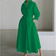 Alora | Women's Elegant Front Wrap Collared Maxi Dress