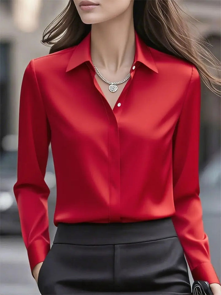 Blanchefleur | Women's Collared Blouse with Long Sleeves and Button Front - image 4