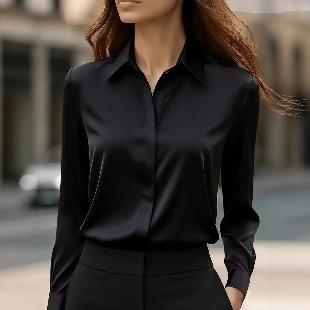 Blanchefleur | Women's Collared Blouse with Long Sleeves and Button Front - image 1