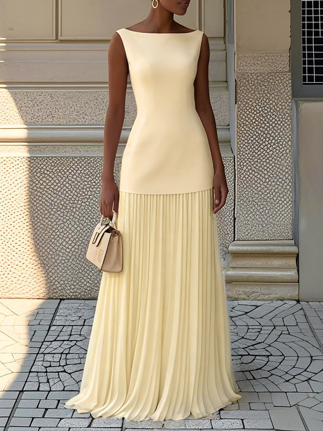 Adalina | Women's Pleated Sleeveless Dress with Boat Neck - image 5