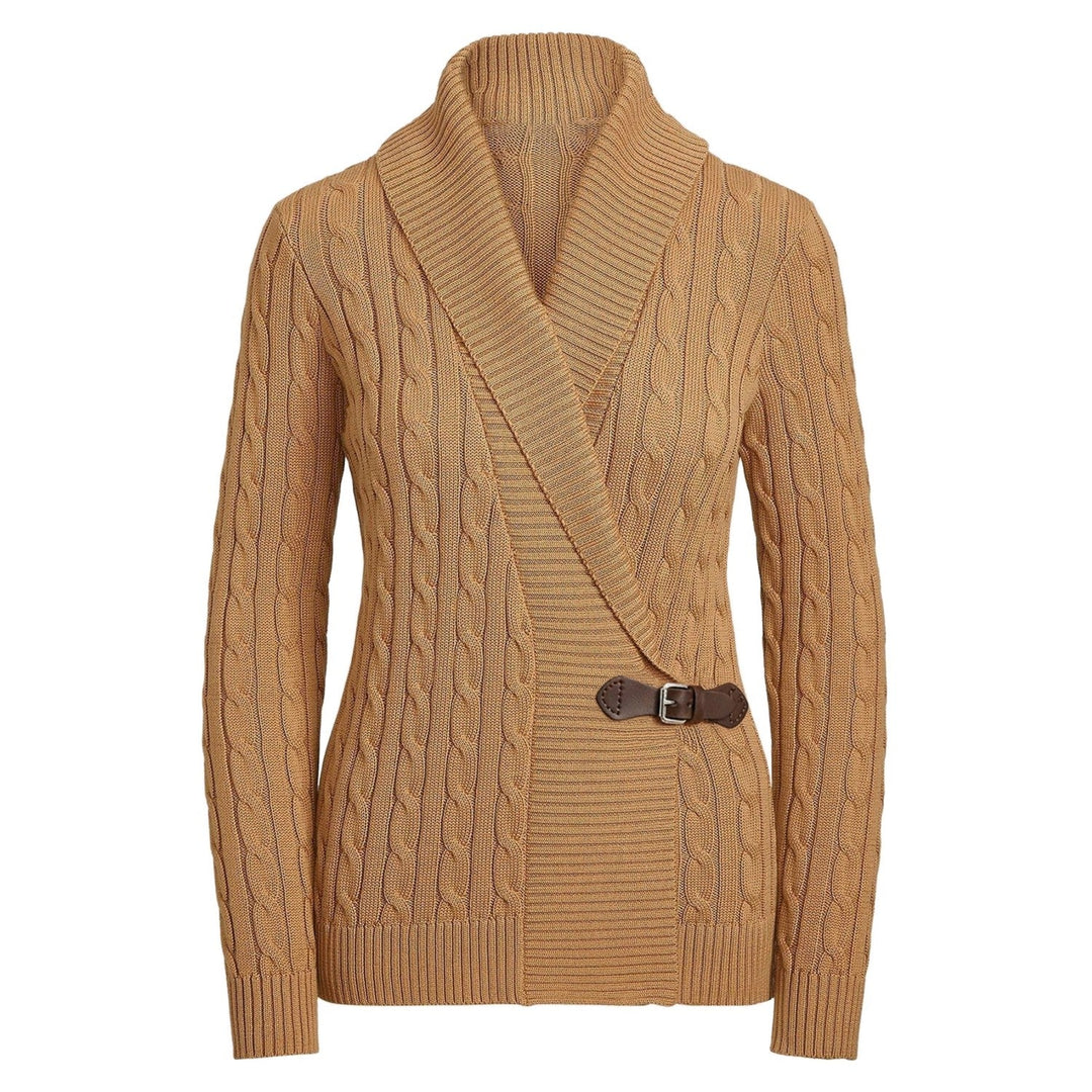 Fenella | Women's Retro Khaki Classic and Simple Jacquard Knitwear