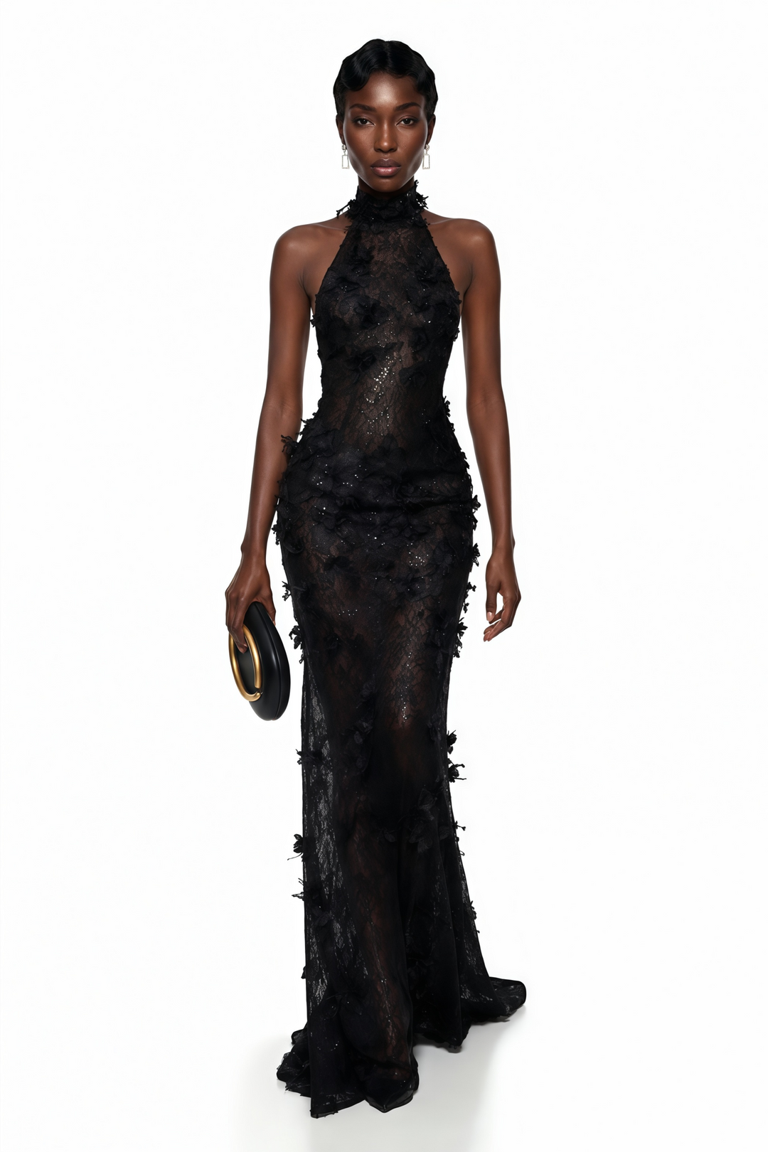 Millicent | Women's Olinda Black Floral Backless Maxi Dress (Final -US Only)
