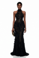 Millicent | Women's Olinda Black Floral Backless Maxi Dress (Final -US Only)