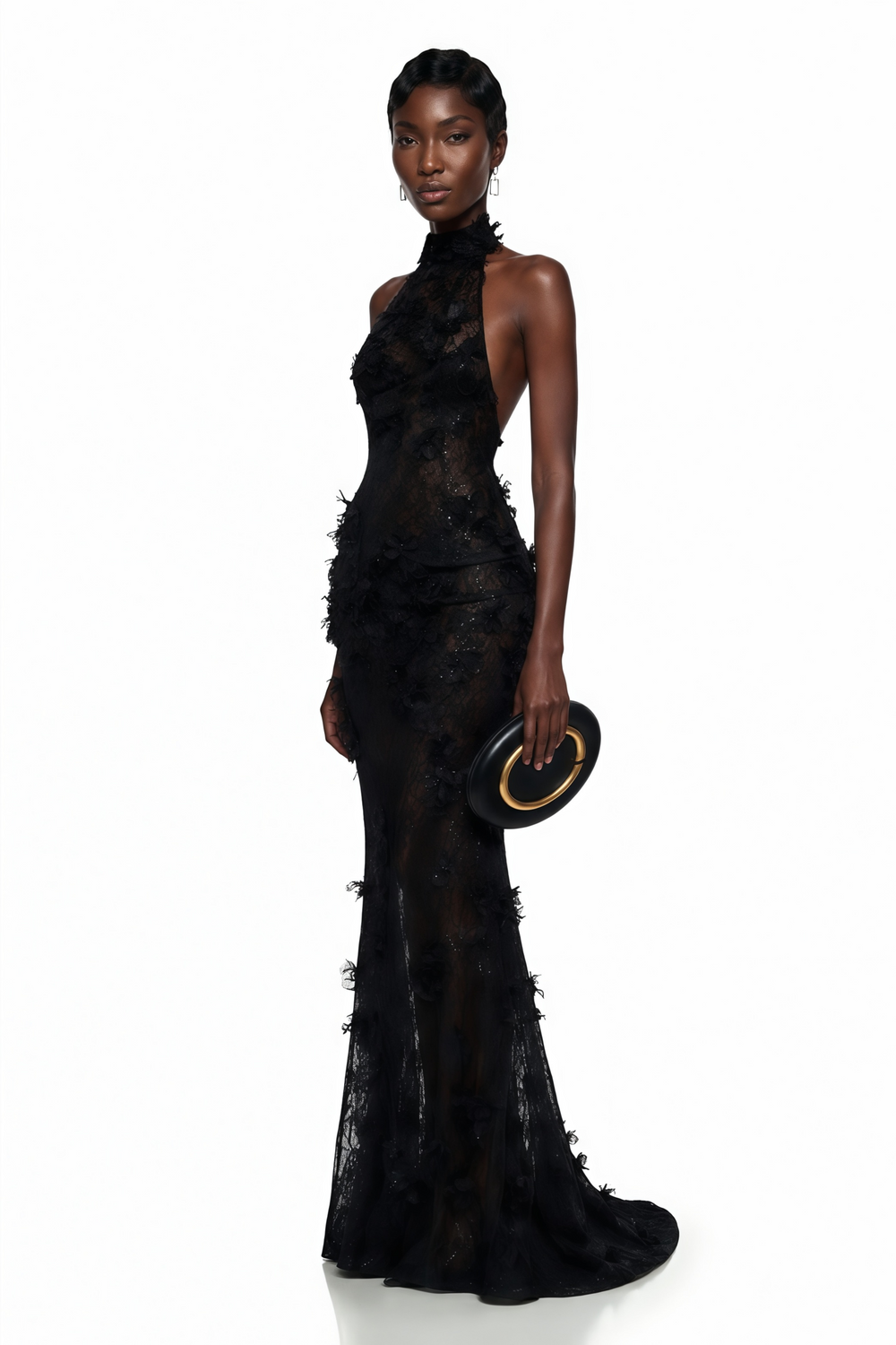 Millicent | Women's Olinda Black Floral Backless Maxi Dress (Final -US Only)