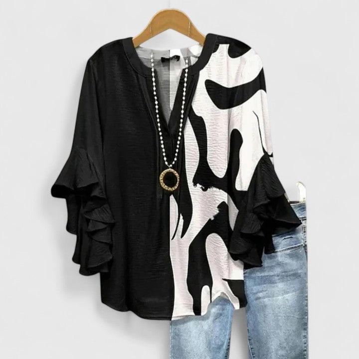 Althea | Women's Elegant Ruffle Sleeve Floral Blouse