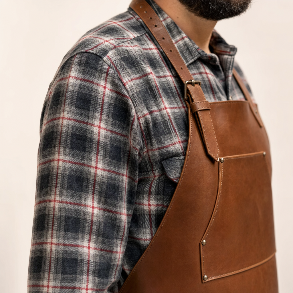Wombarra | Waterproof PU Leather BBQ Apron, Adjustable Neck with Pocket - image 2