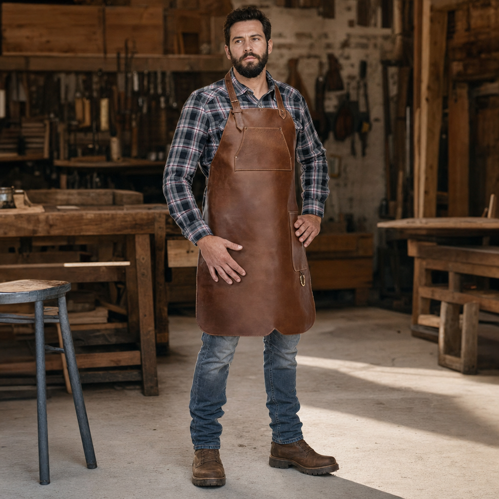 Wombarra | Waterproof PU Leather BBQ Apron, Adjustable Neck with Pocket - image 4