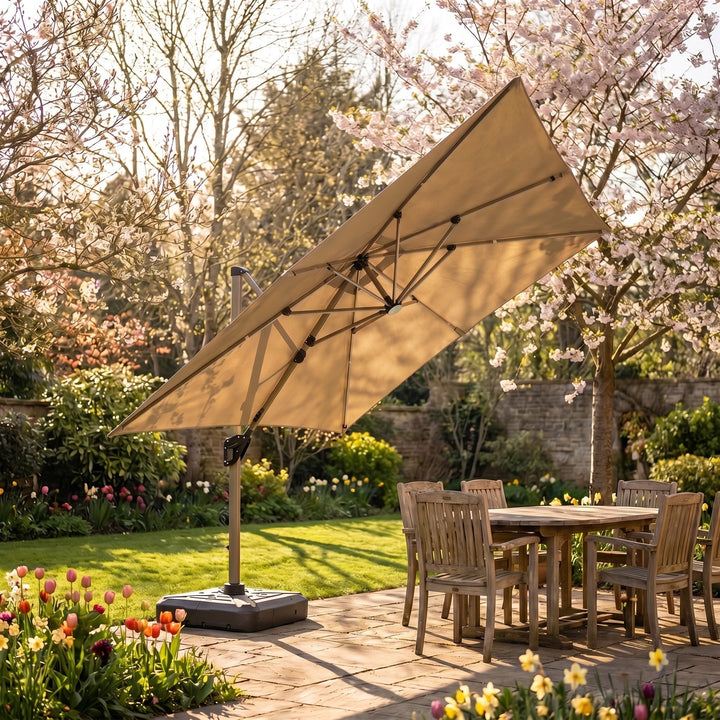 Byron | Outdoor Cantilever Parasol with 360° Rotation and Solar LED Lighting - image 4