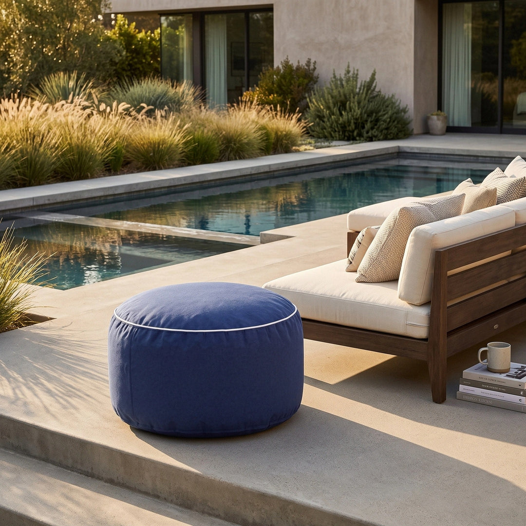 Dune | Outdoor Footrest Bean Bag Cover, Round Olefin Ottoman Cover - image 5