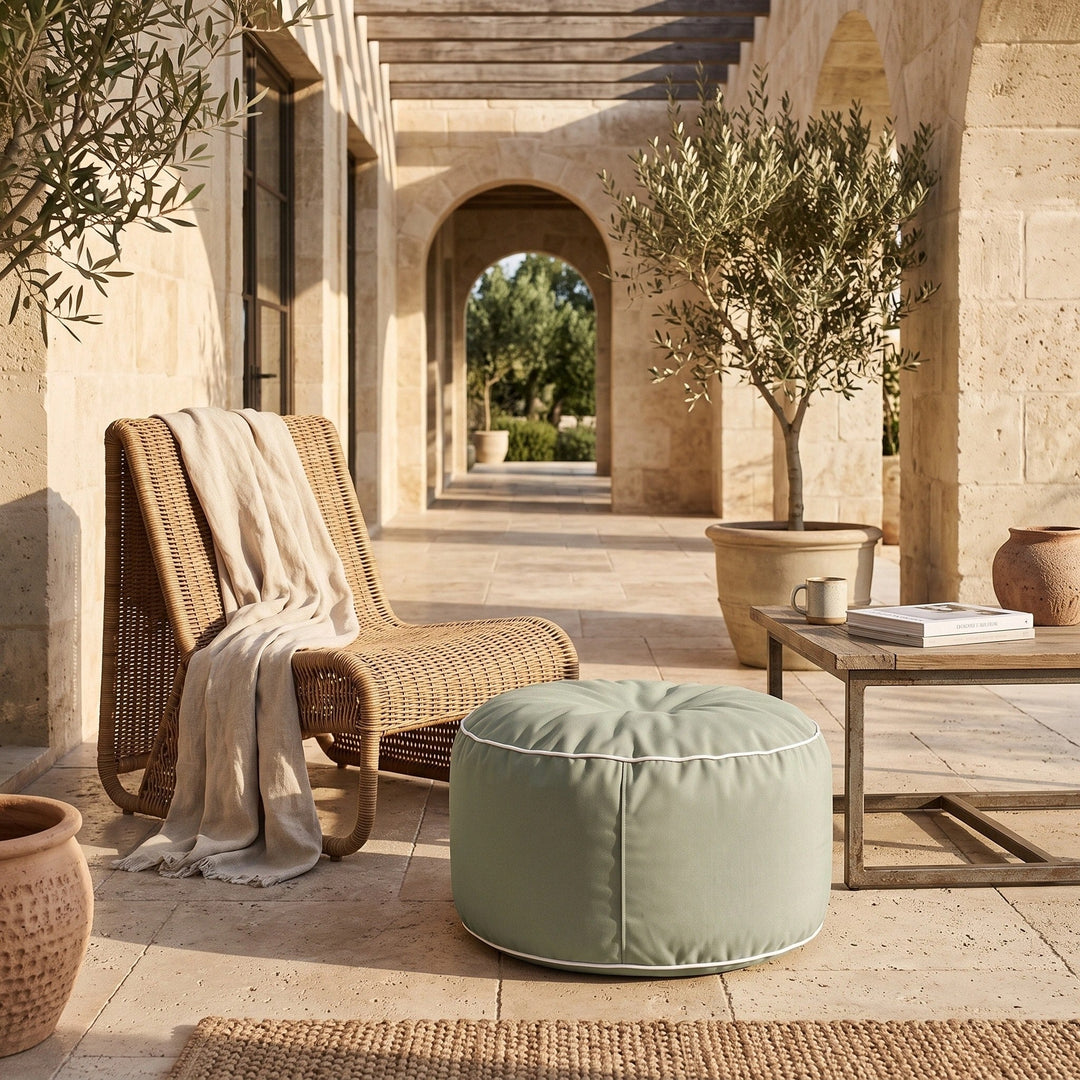 Dune | Outdoor Footrest Bean Bag Cover, Round Olefin Ottoman Cover - image 6