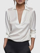 Lacreta | Women's Elegant Draped Neckline Long Sleeve Blouse