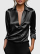 Lacreta | Women's Elegant Draped Neckline Long Sleeve Blouse