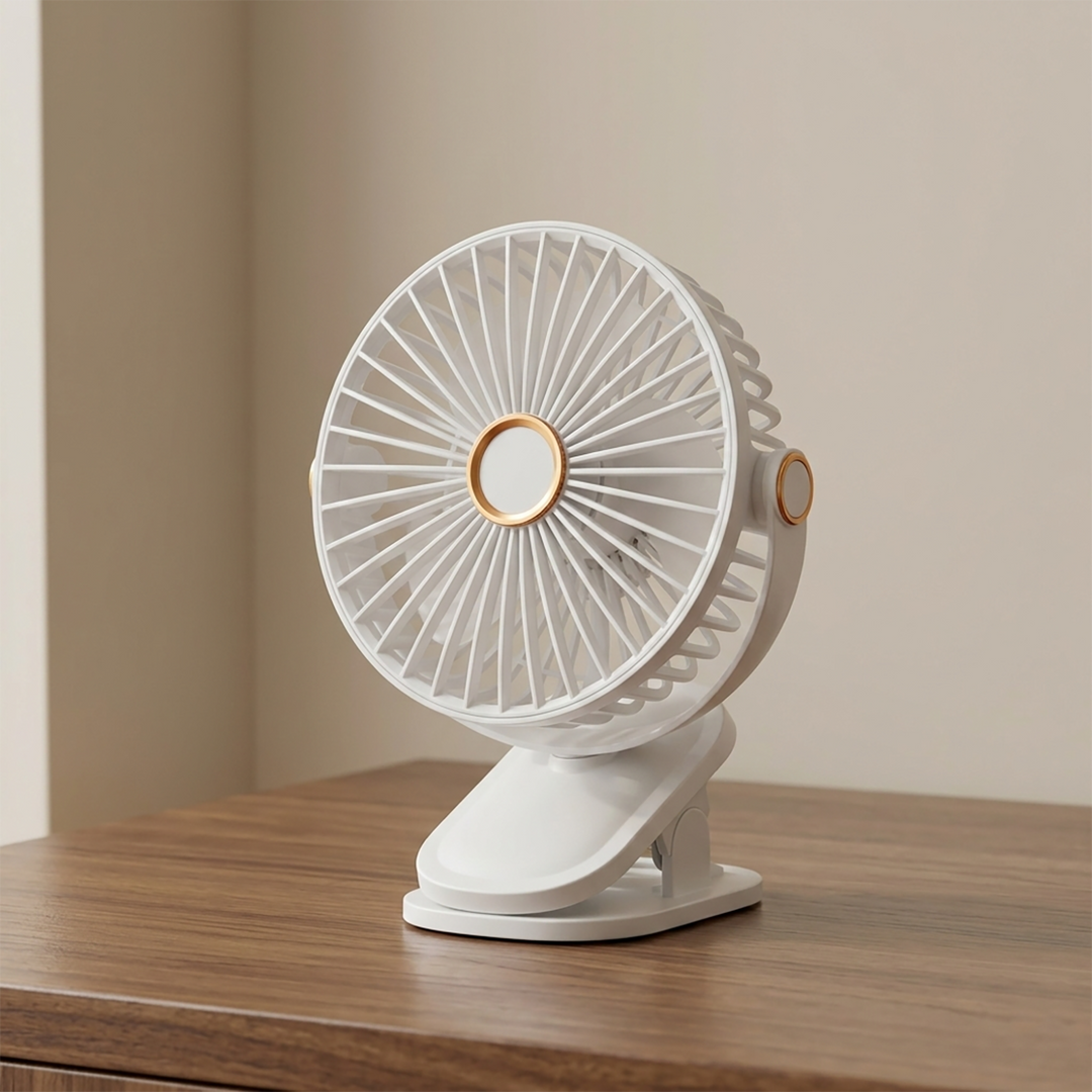 Breezo | Rechargeable Clip-On Portable Fan with LED Light