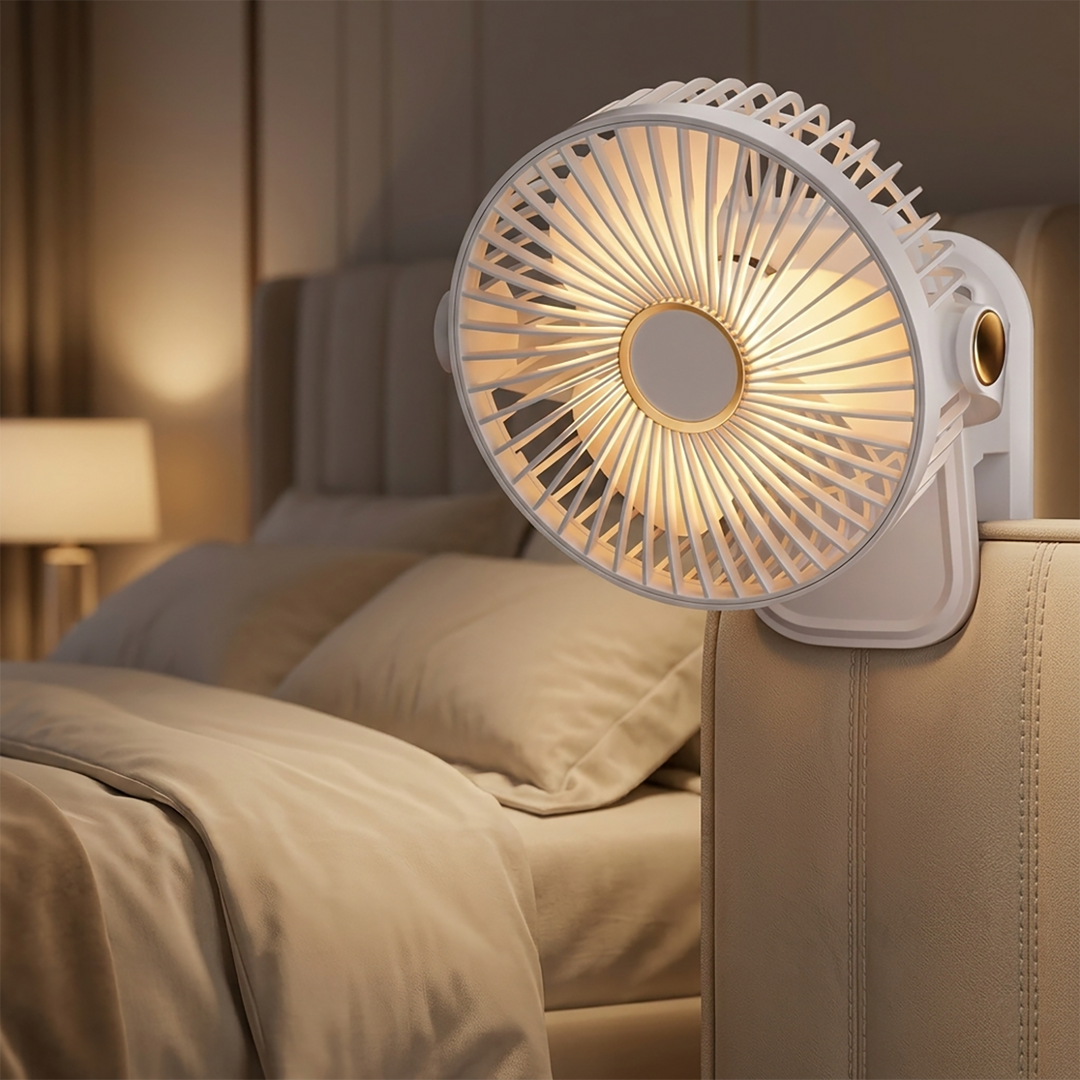 Breezo | Rechargeable Clip-On Portable Fan with LED Light