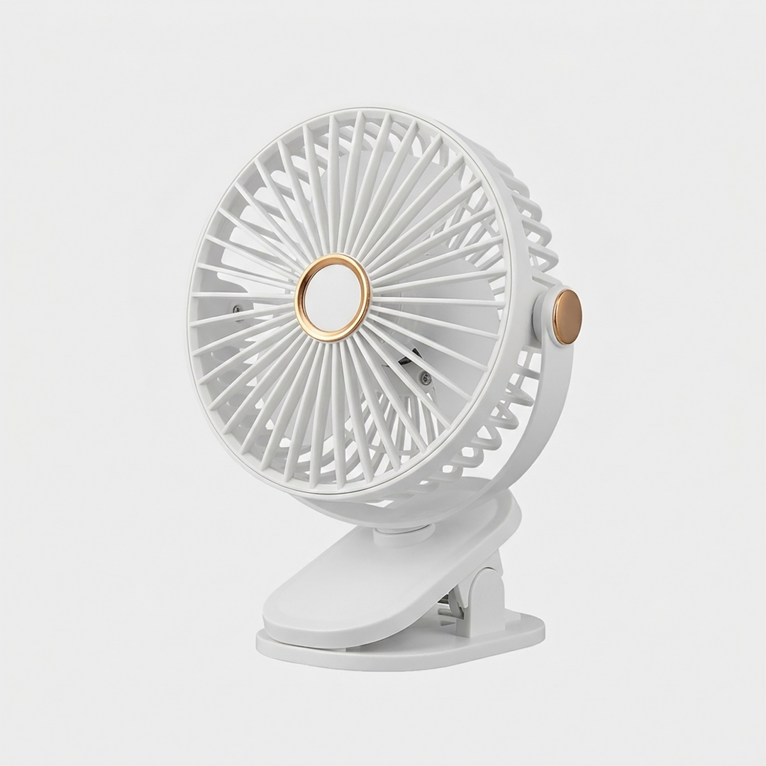 Breezo | Rechargeable Clip-On Portable Fan with LED Light
